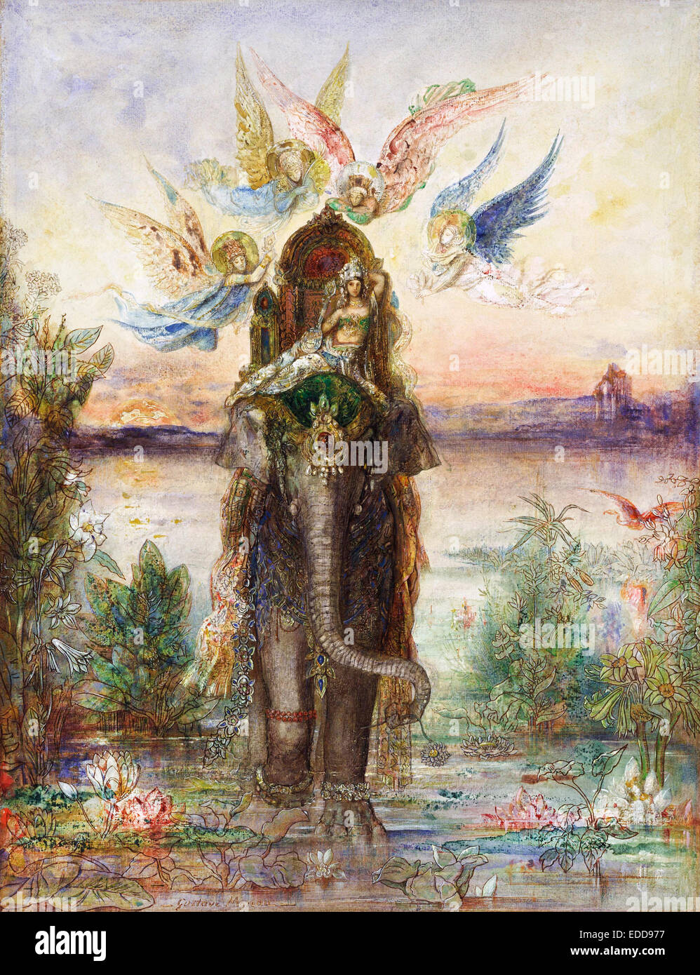 Gustave Moreau, der Heiligen Elefanten (Peri) 1882 Aquarell und Gouache auf Papier. National Museum of Western Art, Tokyo, Japan. Stockfoto