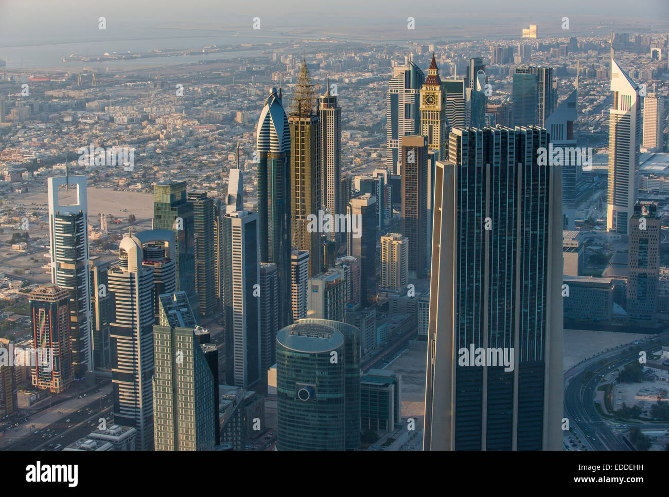 Blick vom Burj Khalifa, Dubai, Emirat Dubai, Vereinigte Arabische Emirate Stockfoto