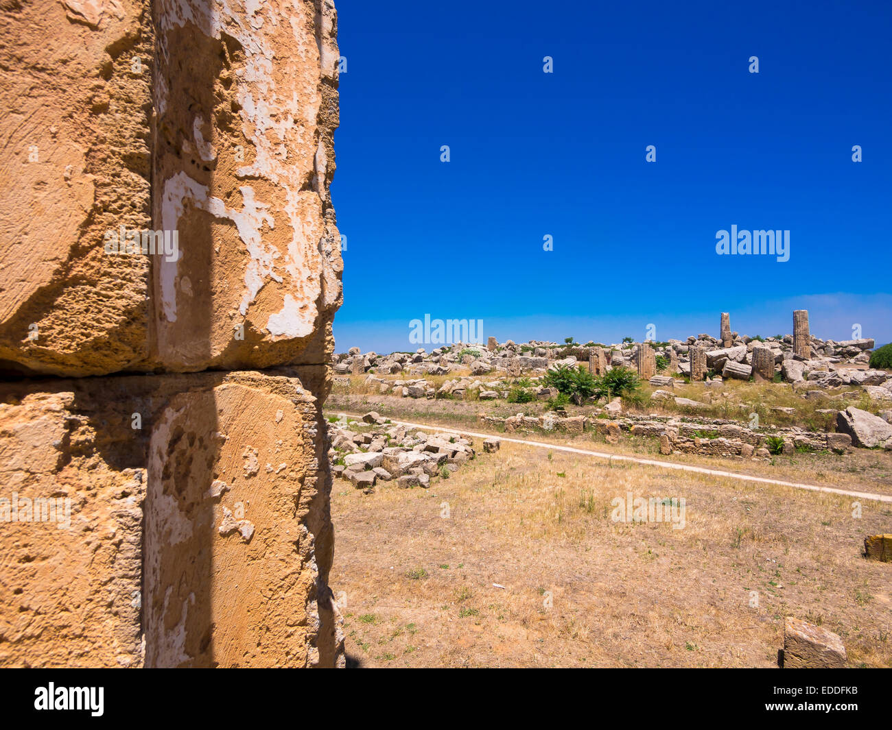 Italien, Sizilien, Provinz von Trapani, Selinunt, Blick zur Ausgrabungsstätte Stockfoto