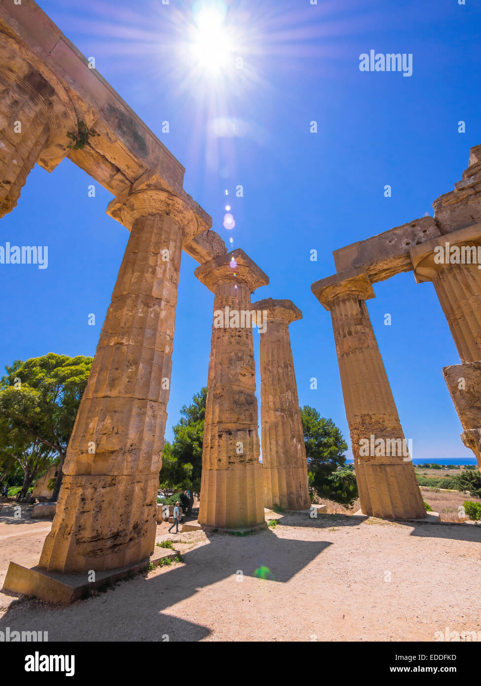 Italien, Sizilien, Provinz von Trapani, Selinunt, Blick zum Tempel E Stockfoto