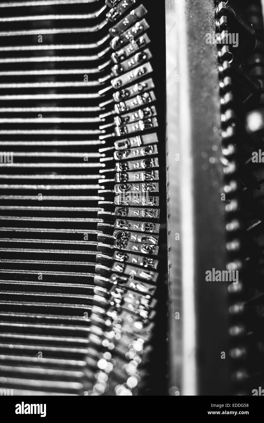Typebars von einer alten Schreibmaschine Stockfoto
