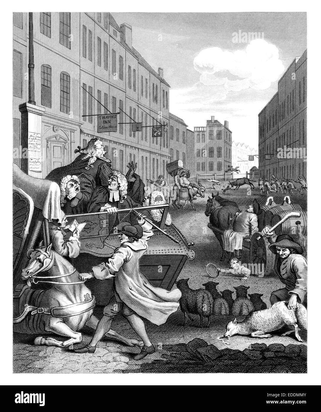 "Vier Phasen der Grausamkeit" [2. Stufe] graviert aus dem Original englischen Künstlers William Hogarth 1697-1764 Stockfoto