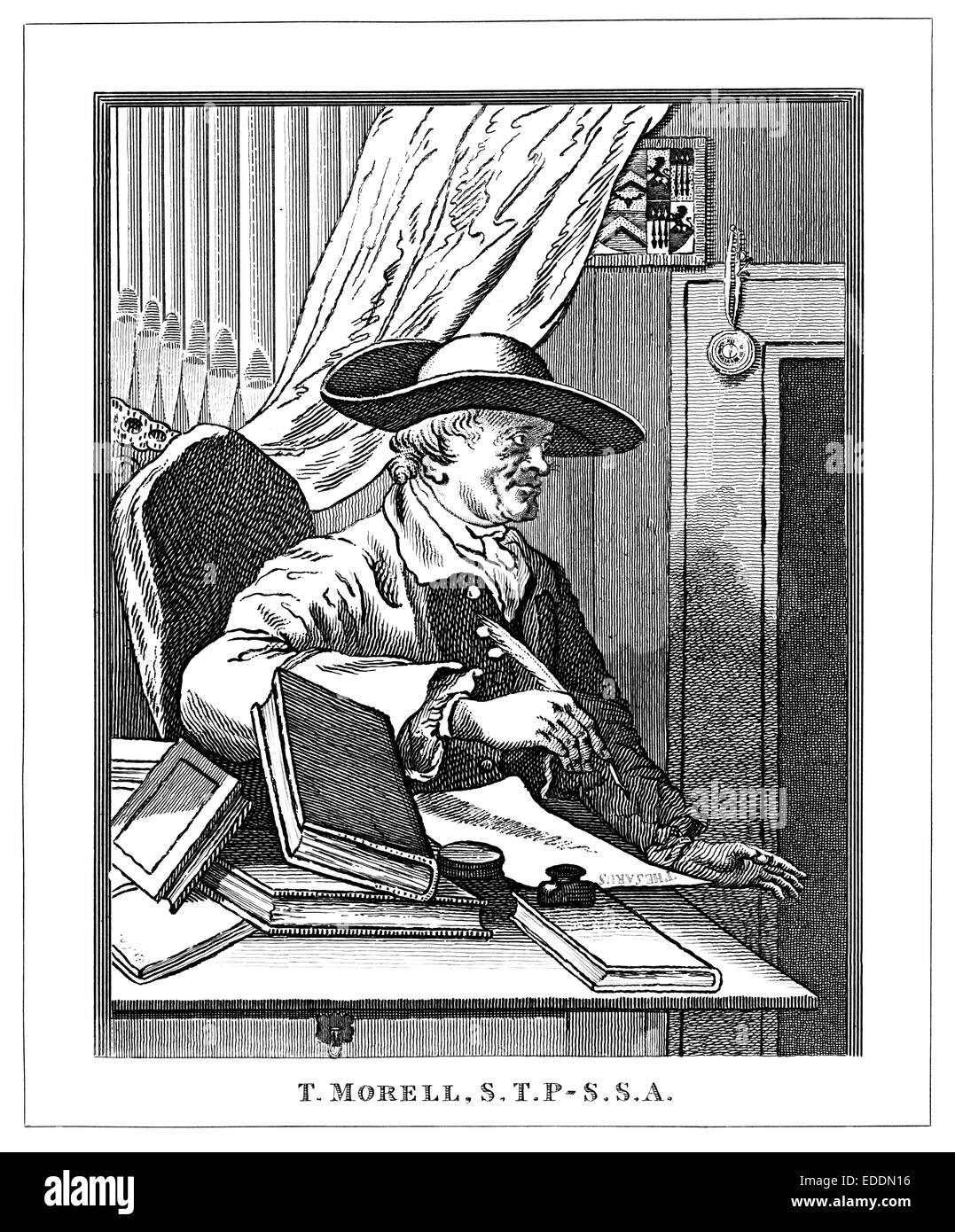Dr. Thomas Morell graviert im Jahre 1762 Engländers William Hogarth 1697-1764 Stockfoto