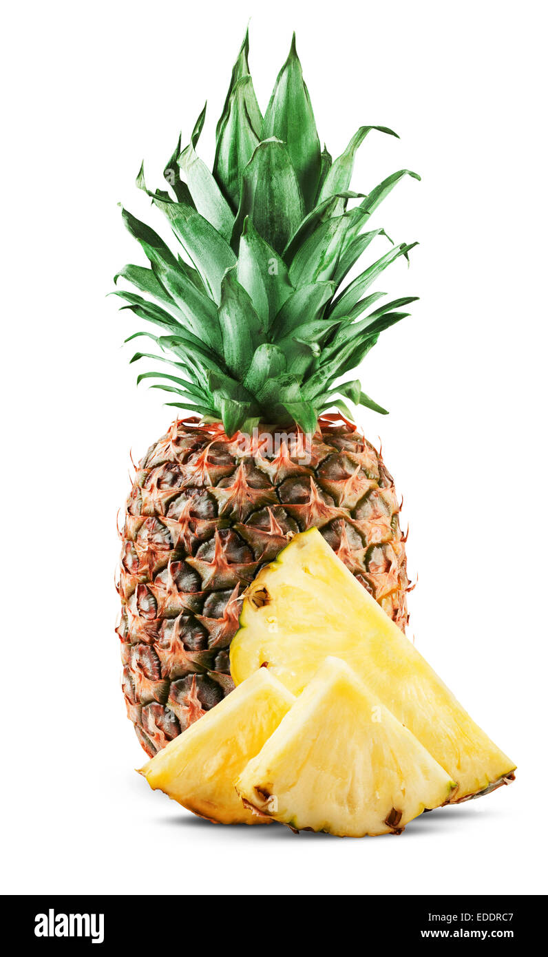 Ananasscheiben isoliert auf weißem Hintergrund Stockfoto