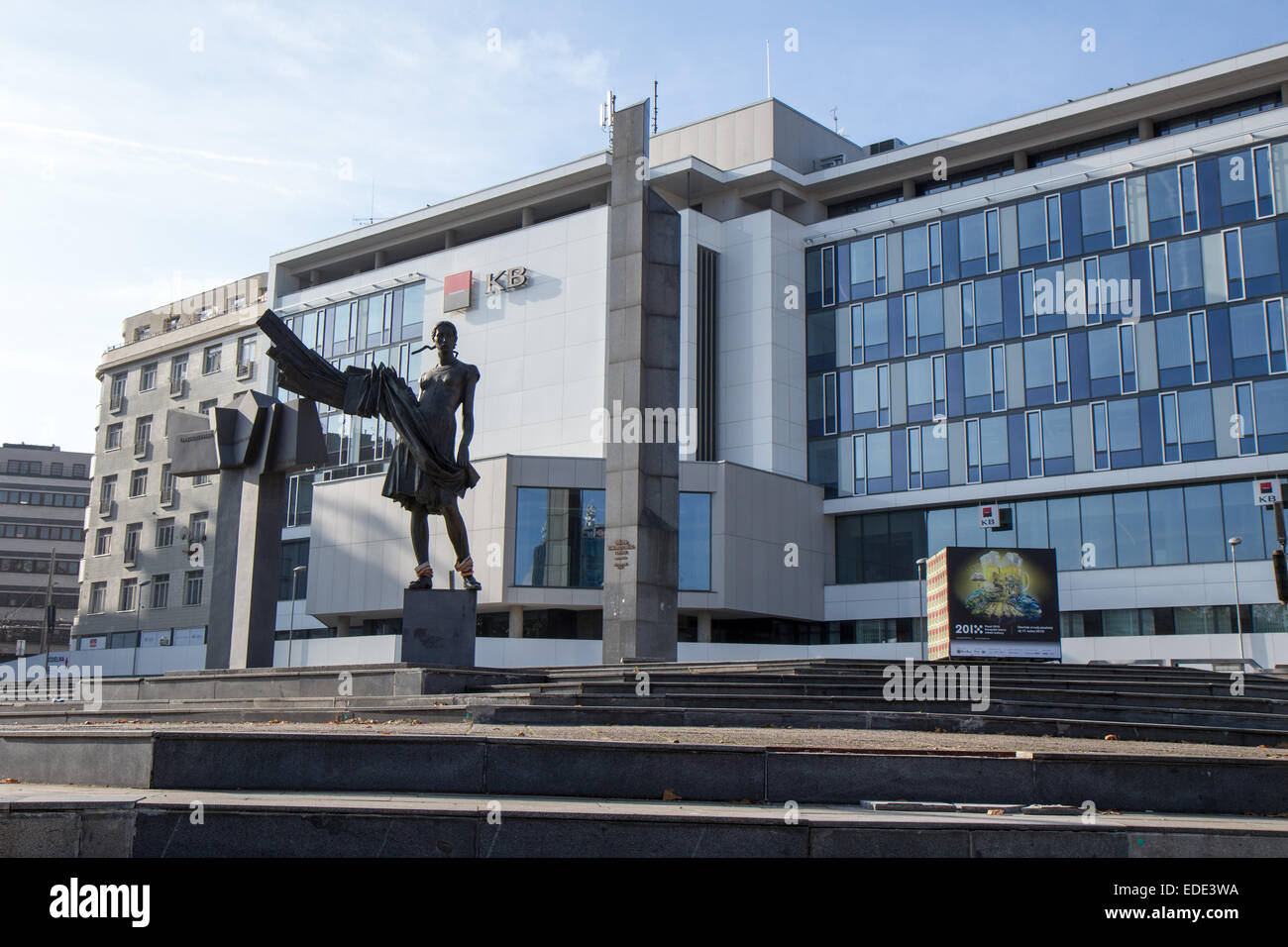 Tschechische Republik: KB (Komercni Banka) Bank im Zentrum von Pilsen. Foto vom 8. November 2014 Stockfoto