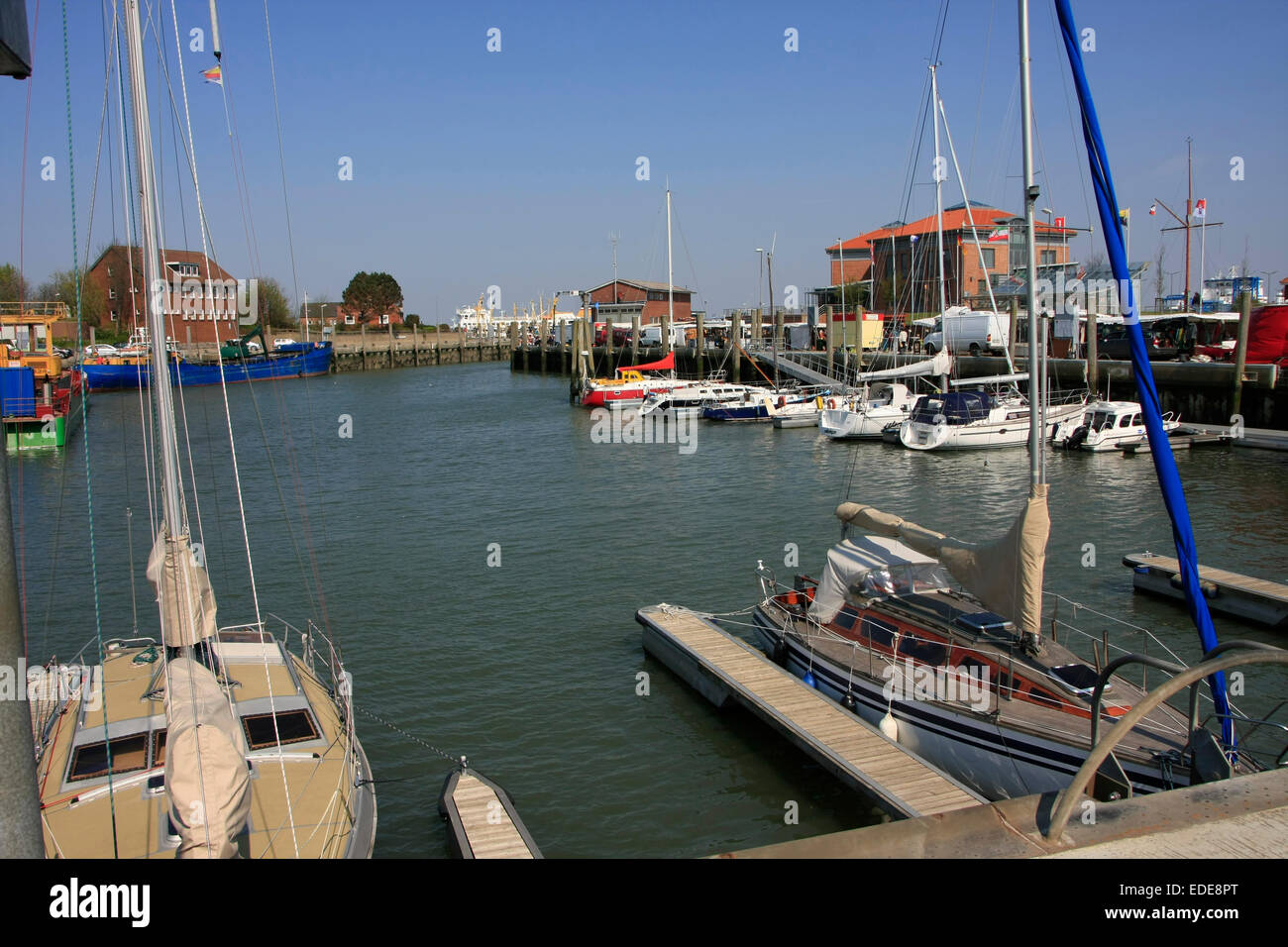 Hafen von Wyk auf Föhr. Wyk auf Föhr ist eine Stadt auf Föhr Insel in den Bezirk von Nordfriesland, in Schleswig-Holstein. Foto: Klaus Nowottnick Datum: 20. April 2014 Stockfoto