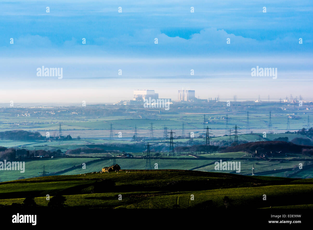 Heysham Nuclear Power Station von Jubilee Tower in Lancashire UK Stockfoto