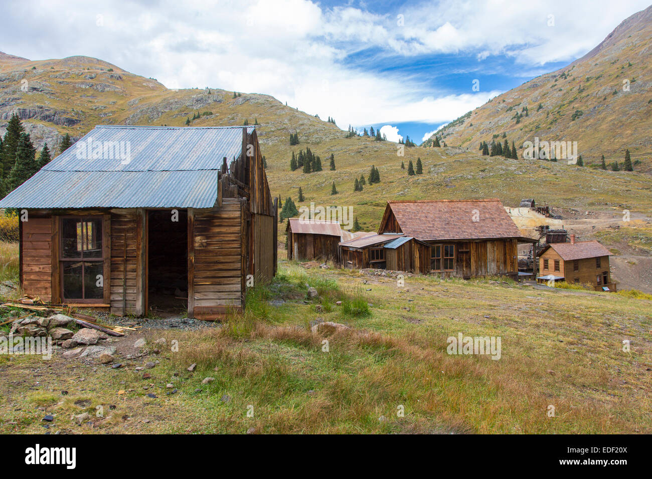 Animas Gabeln alten Bergbau camp Geisterstadt auf der alpinen Schleife in den San Juan Mountains außerhalb Silverton Colorado Stockfoto