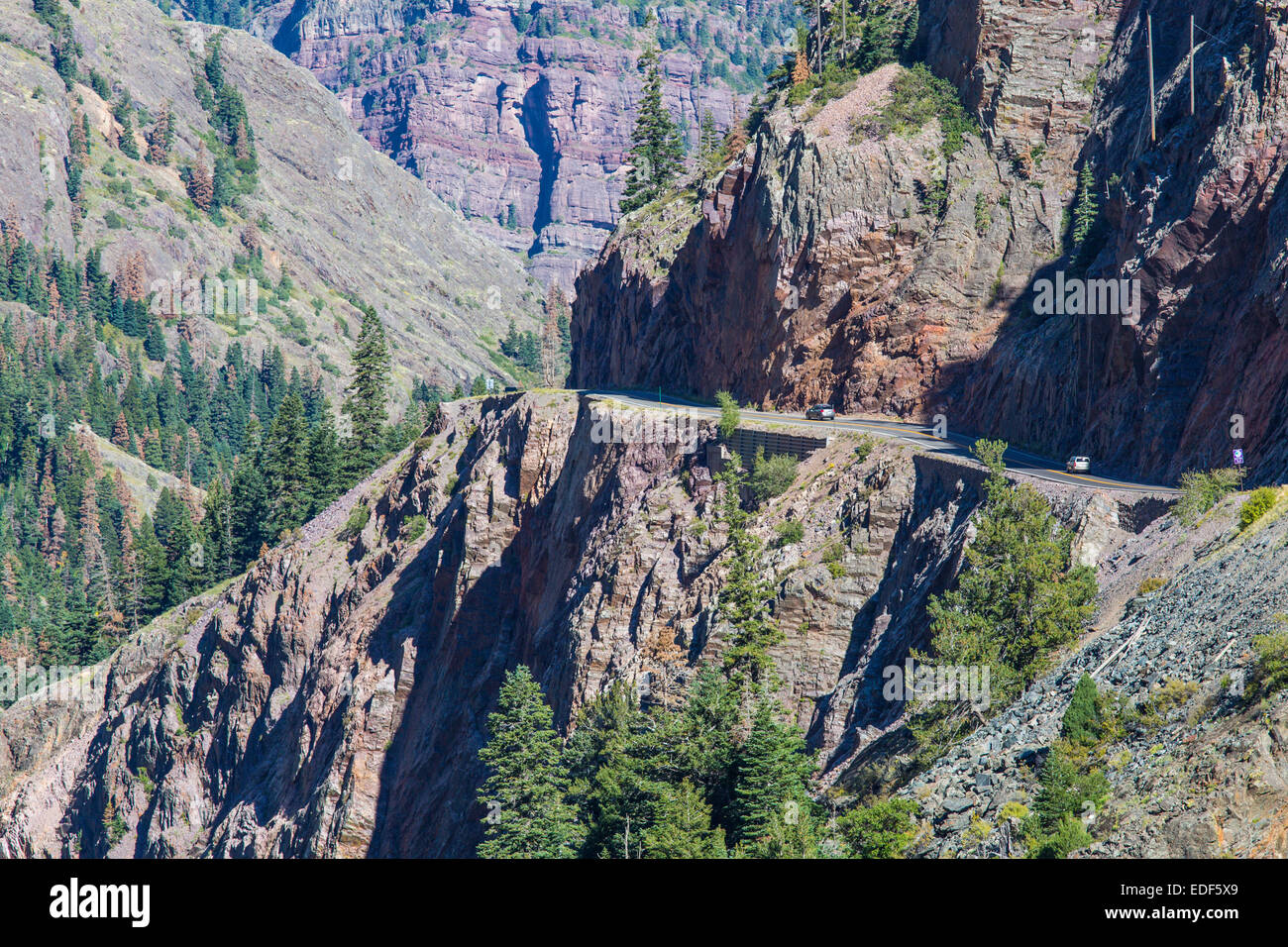 Strecke 550 San Juan Skyway Scenic Byway auch bekannt als Million Dollar Highway zwischen Ouray und Silverton in Colorado Stockfoto