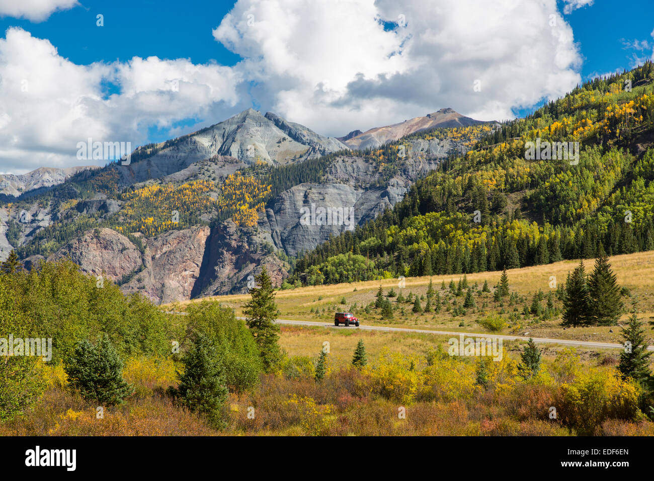 Strecke 550 San Juan Skyway Scenic Byway auch bekannt als Million Dollar Highway zwischen Ouray und Silverton in Colorado Stockfoto