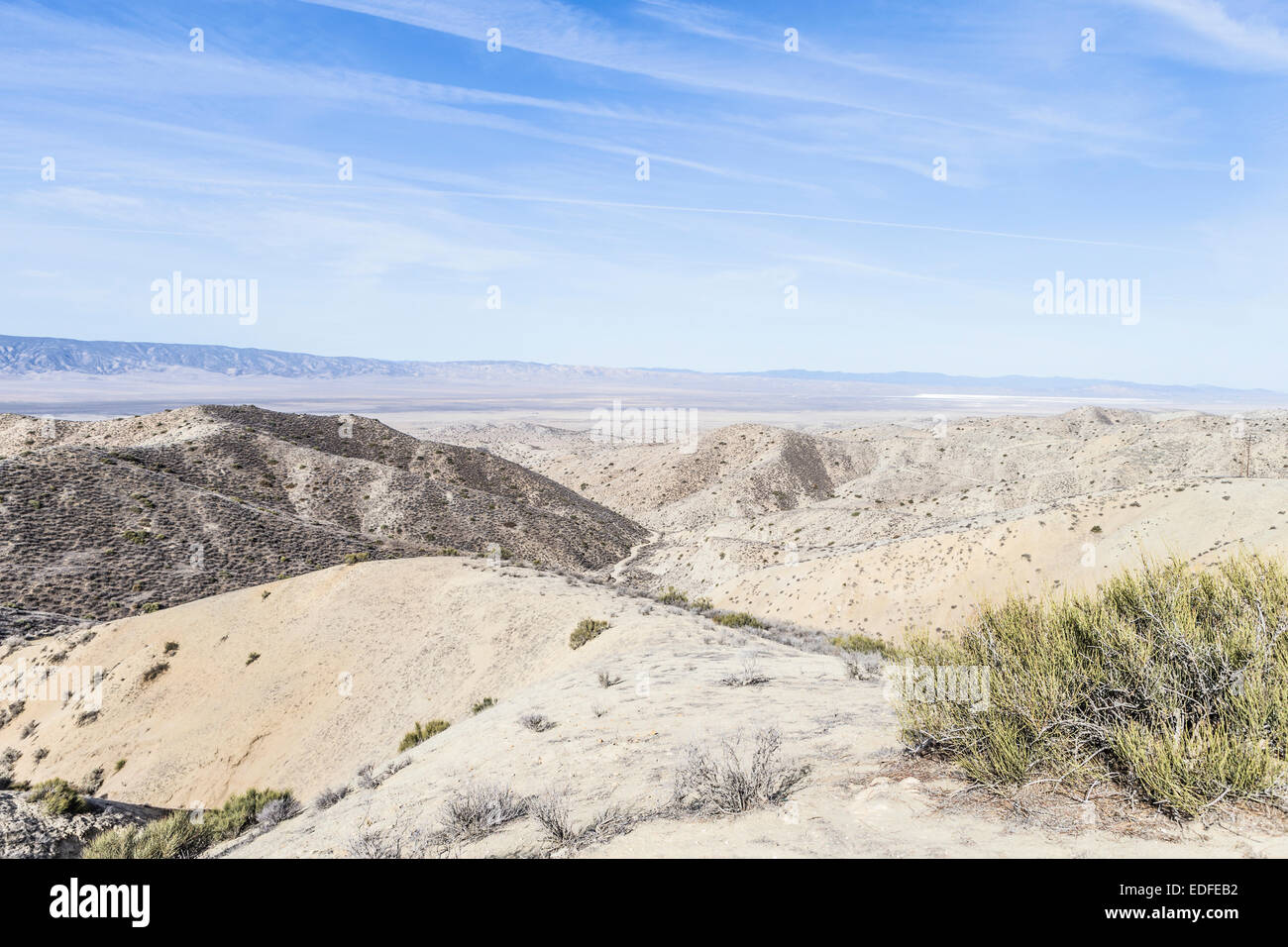 Malerische Aussicht auf die The Carrizo Plain aus dem Temblor. Stockfoto