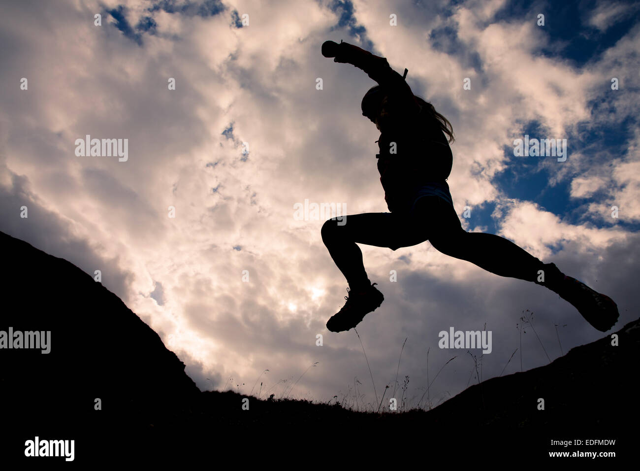 Trail-Running, Furka, Schweiz Stockfoto