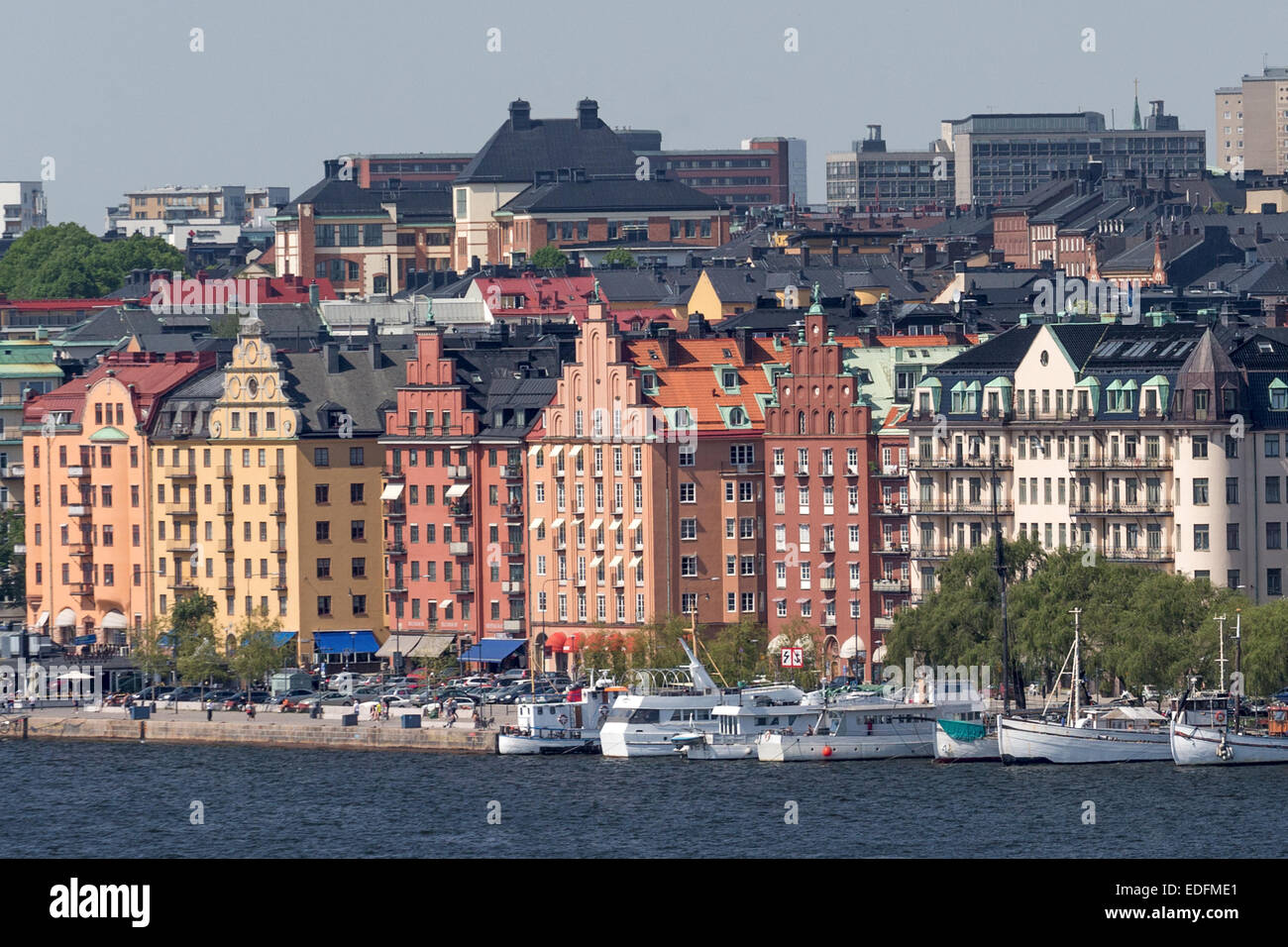 Blick auf Gamla Stan (Altstadt) von Soder Malarstrand, Sodermalm, Stockholm, Schweden Stockfoto