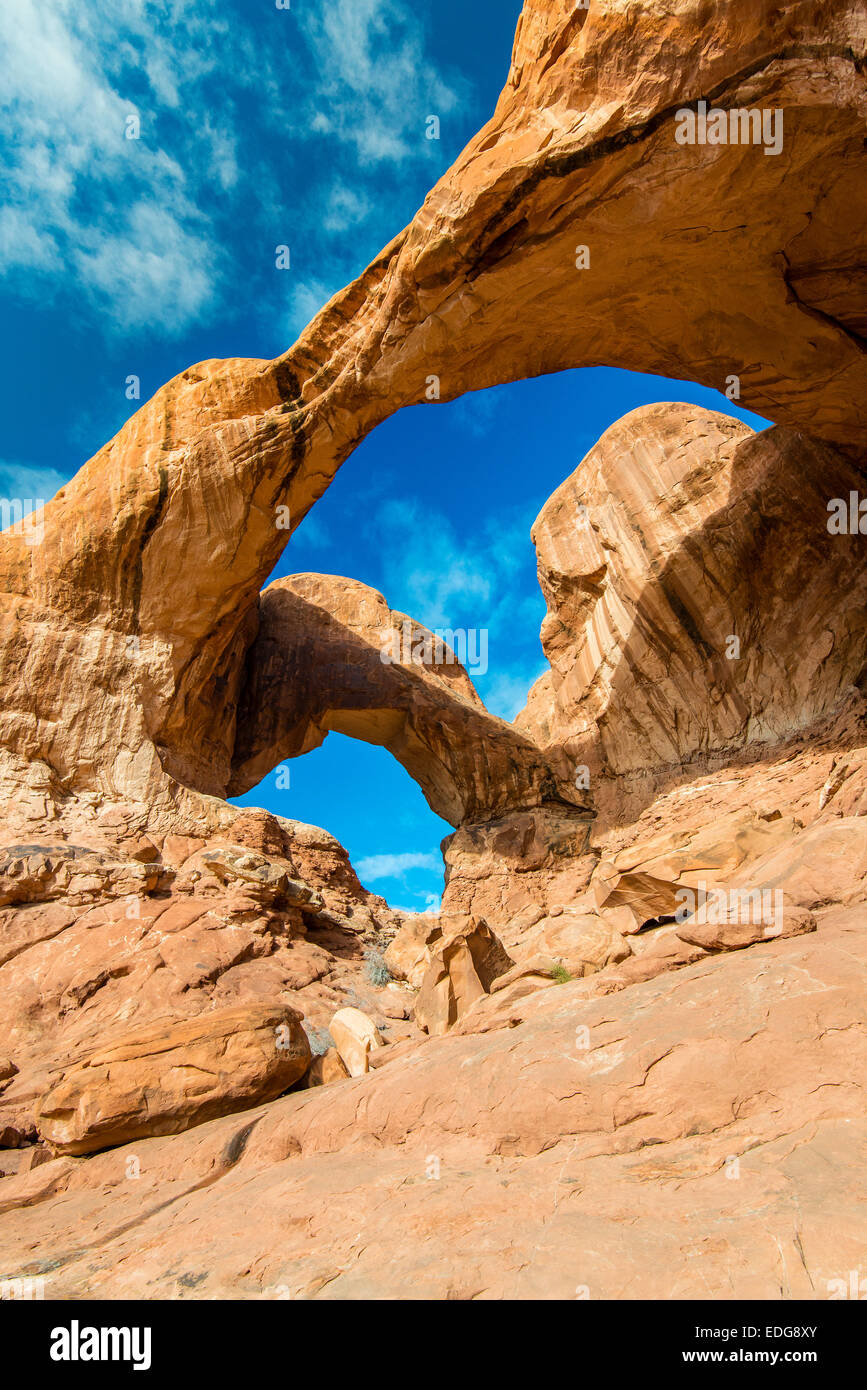 Doppelbogen, Arches-Nationalpark, Utah, USA Stockfoto