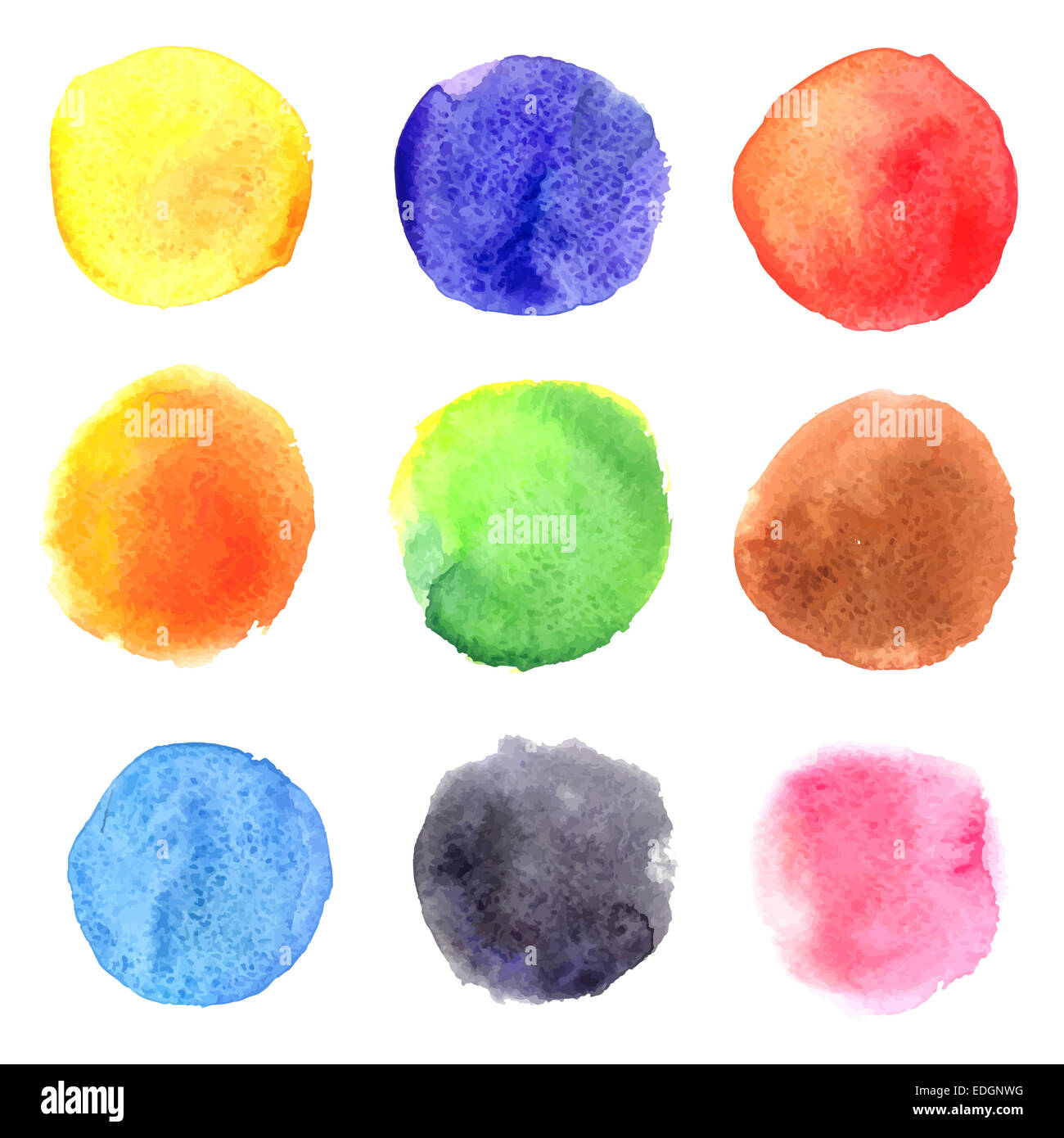 Bunte Vektor isoliert Aquarelle Kreisen Stockfoto