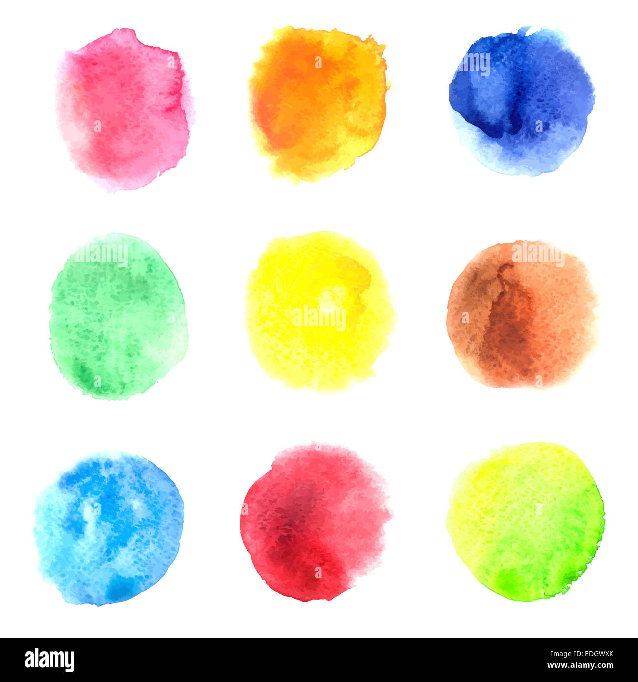 Bunte Vektor isoliert Aquarelle Kreisen Stockfoto