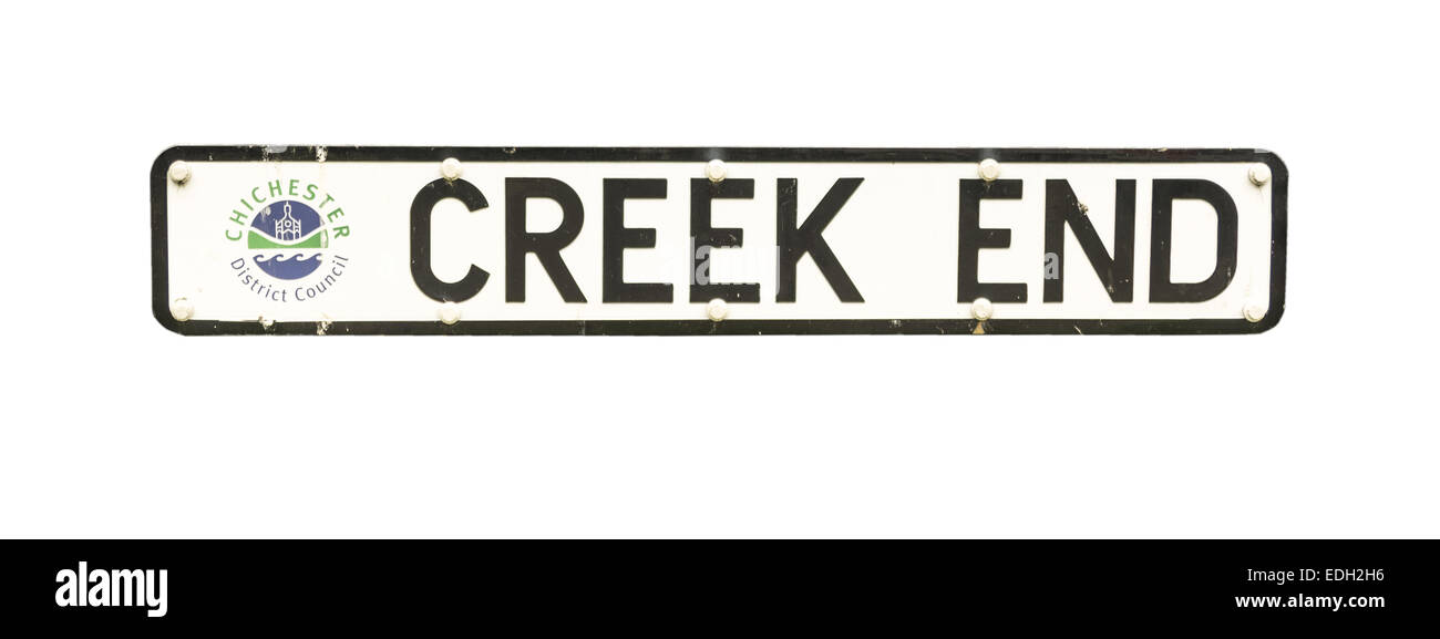 Creek-Ende - Straße / Straßennamen Ausschnitt. Stockfoto