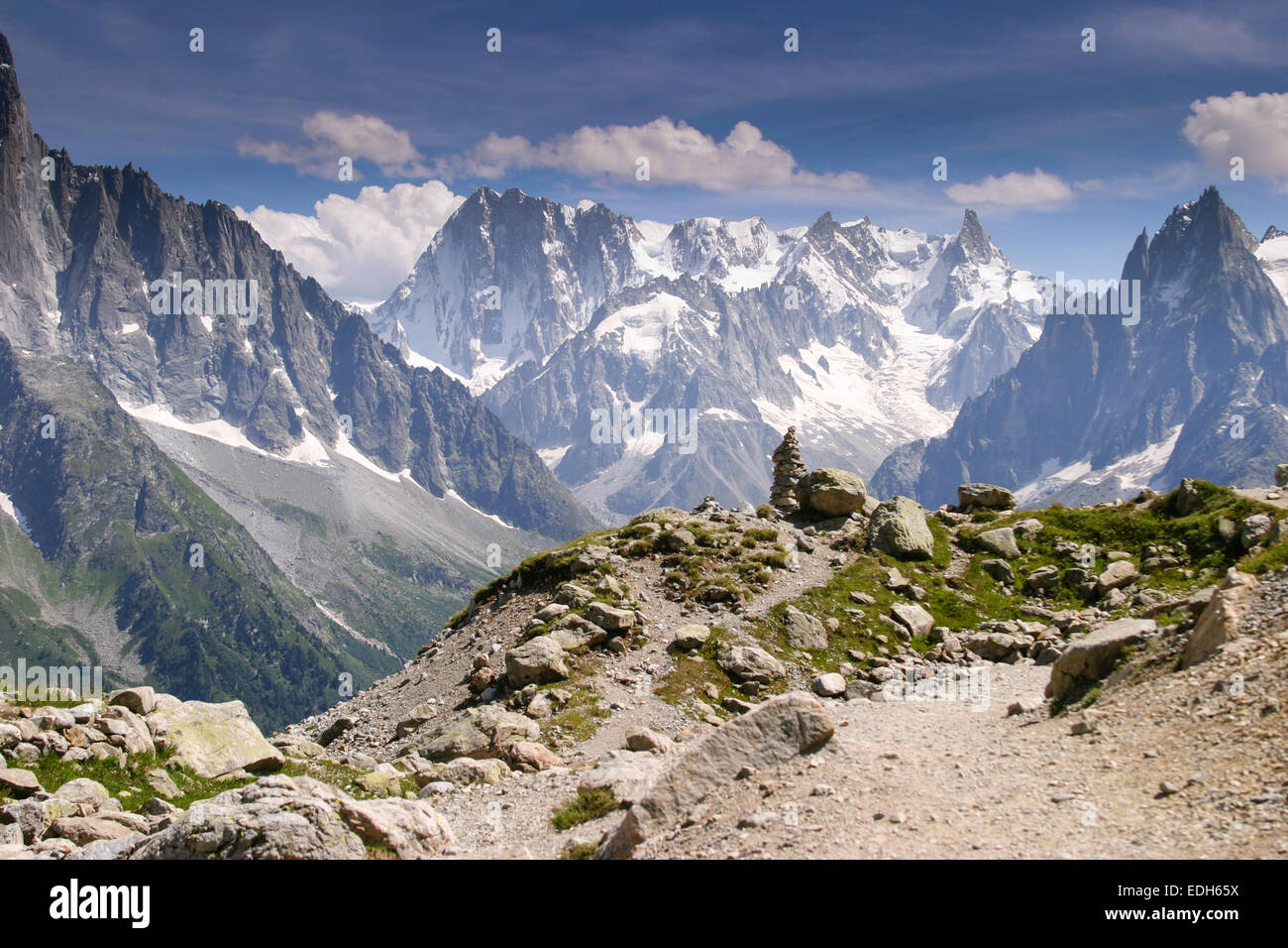 Französische Alpen landschaftlich vom Lac Blanc ein beliebtes Touristenziel über Chamonix-Mont-Blanc Stockfoto