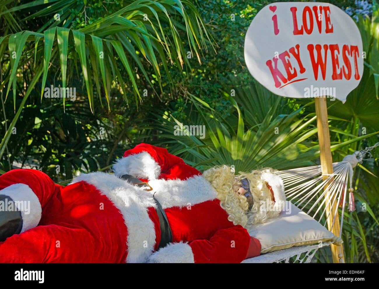 Santa Claus Entspannung in Key West, Florida. Stockfoto