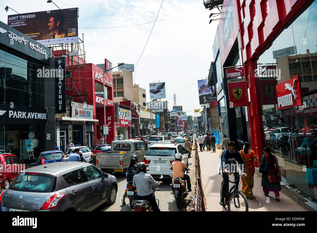 Brigade-Straße in Bangalore, Karnataka. Stockfoto