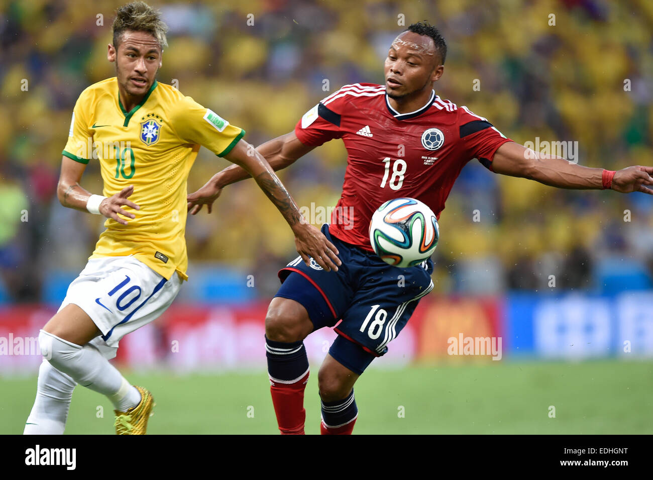 2014 FIFA World Cup - Viertelfinale, Brasilien (2) V (1) Kolumbien, gehalten am Arena Castelão wo: Fortaleza, Brasilien bei: 4. Juli 2014 Stockfoto