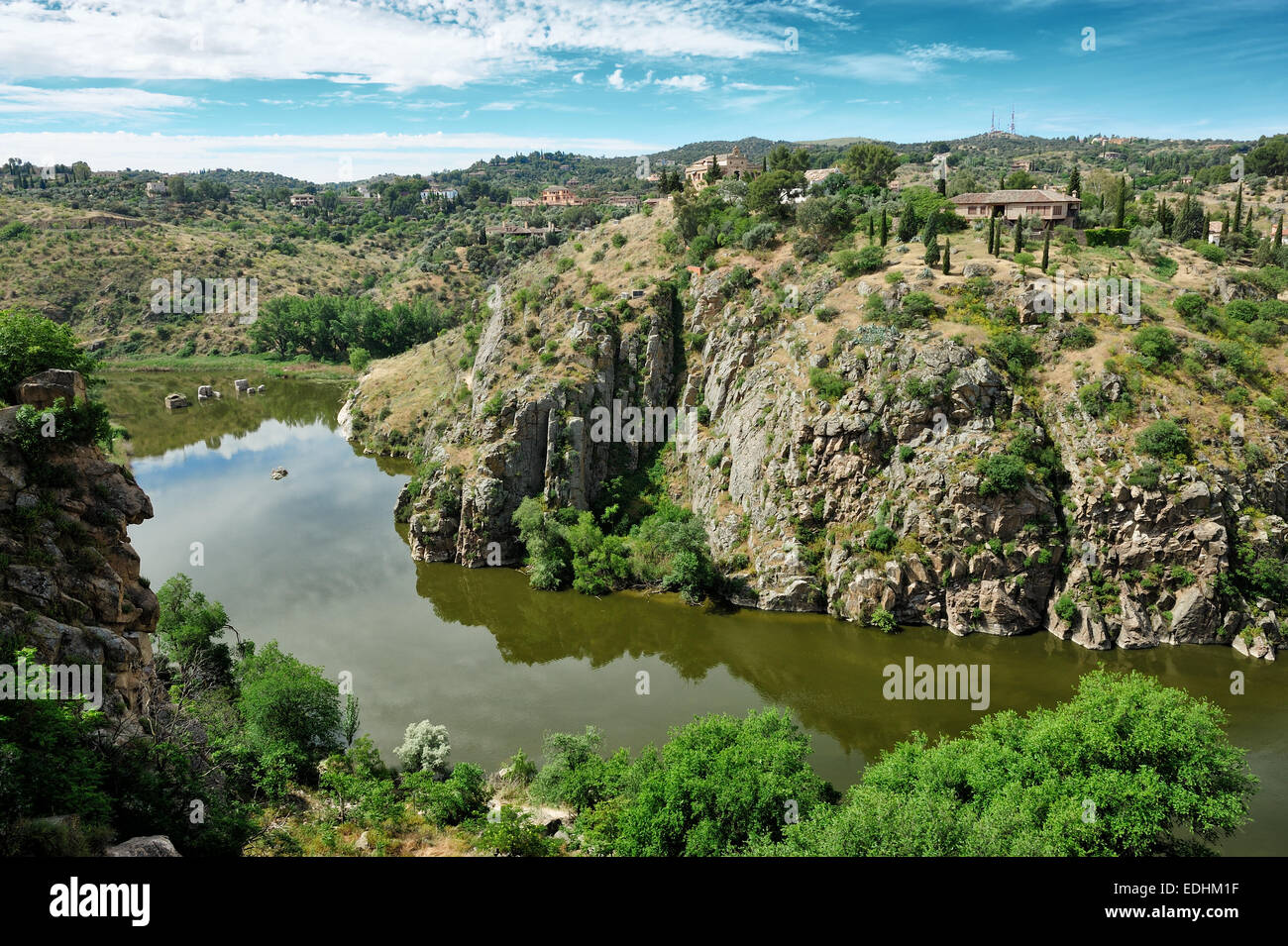 Blick auf die Schlucht des Tajo Flusses in der Nähe von Toledo, Spanien Stockfoto