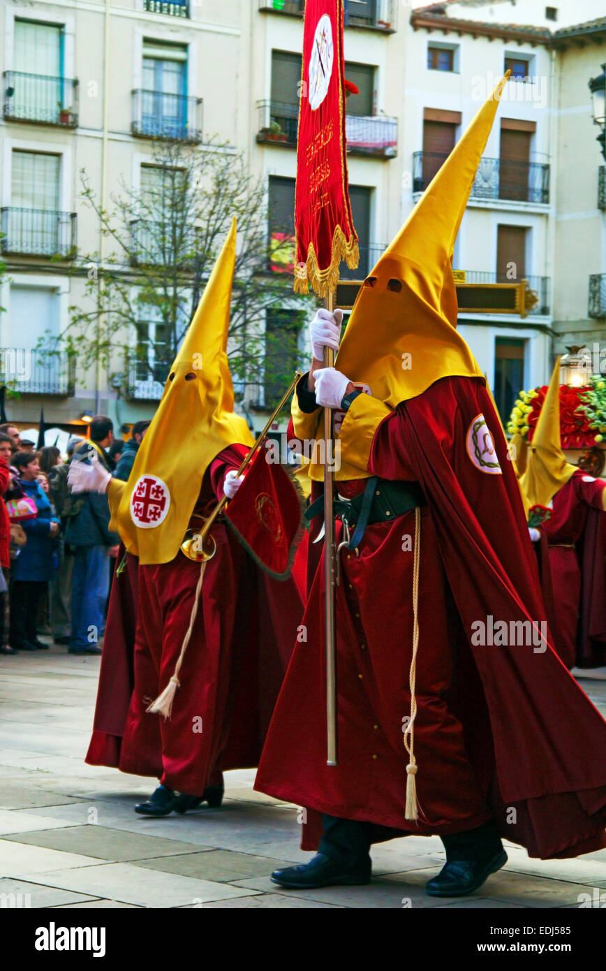 Religiöse Prozession Büßer, Semana Santa Ostern Woche feiern Logroño Spanien Stockfoto