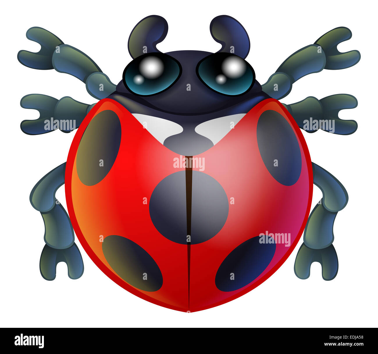 Eine niedliche Marienkäfer oder Marienkäfer Insekt Käfer Comicfigur Stockfoto