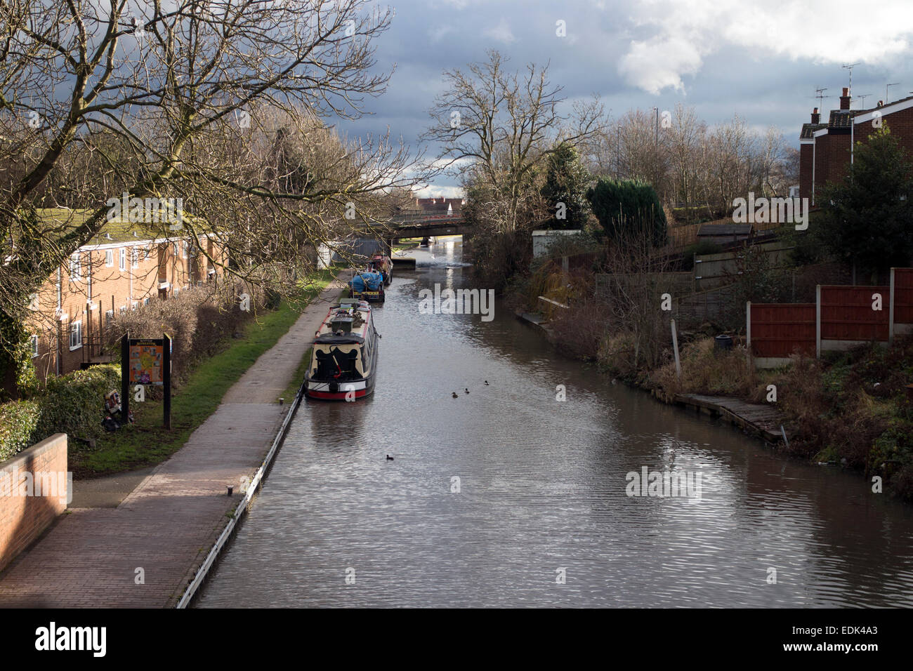 Coventry-Kanal im Winter, Nuneaton, Warwickshire, UK Stockfoto