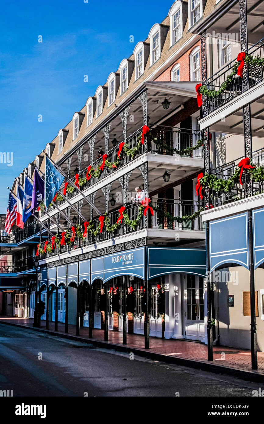 Das Sheraton Four Points Hotel auf der Bourbon Street in New Orleans LA Stockfoto