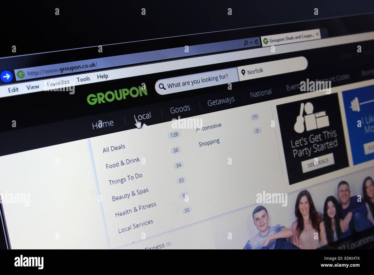 Groupon-Webseite Stockfoto