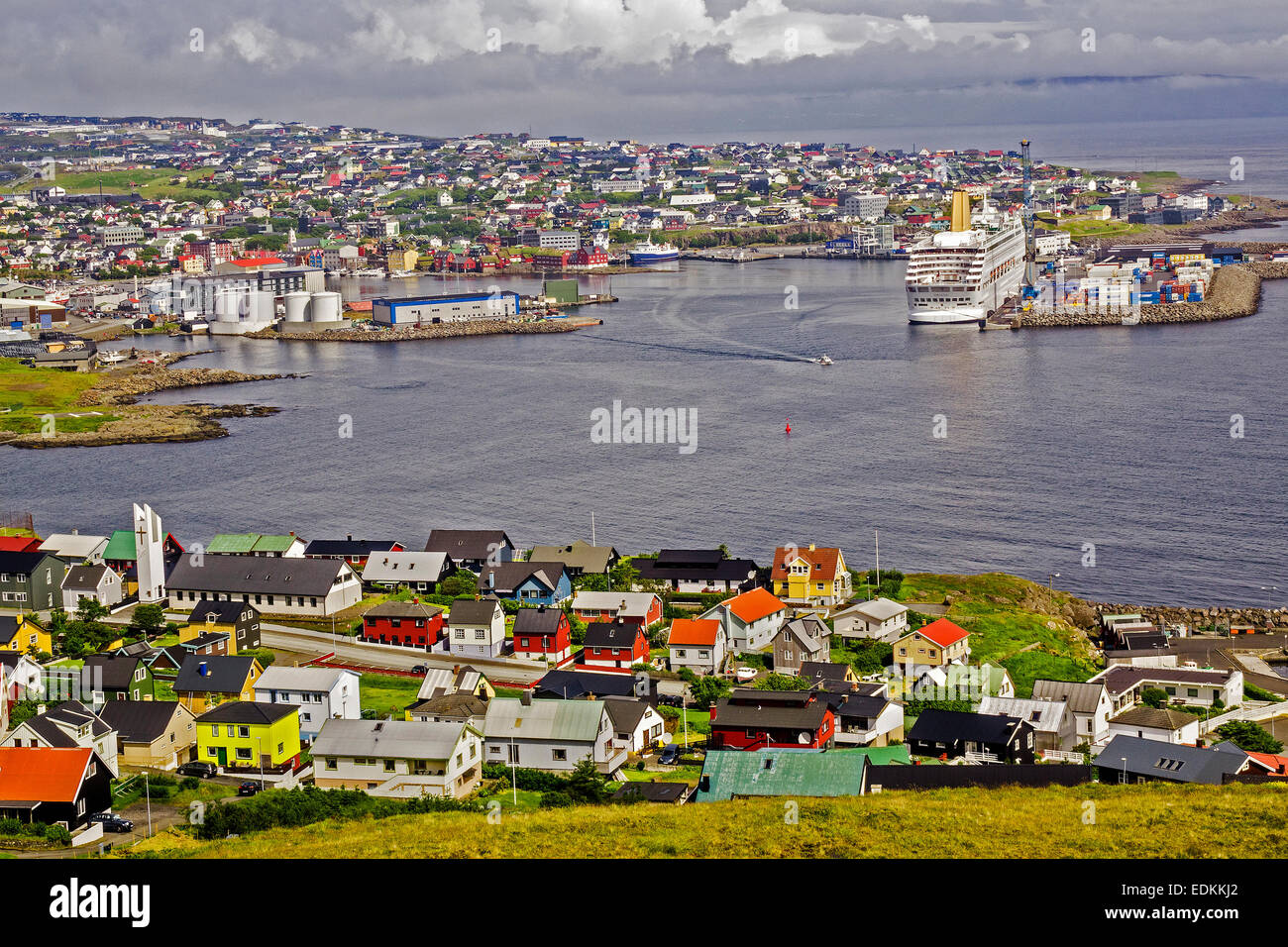 Die Stadt Hafen Torshavn Färöer-Inseln Stockfoto