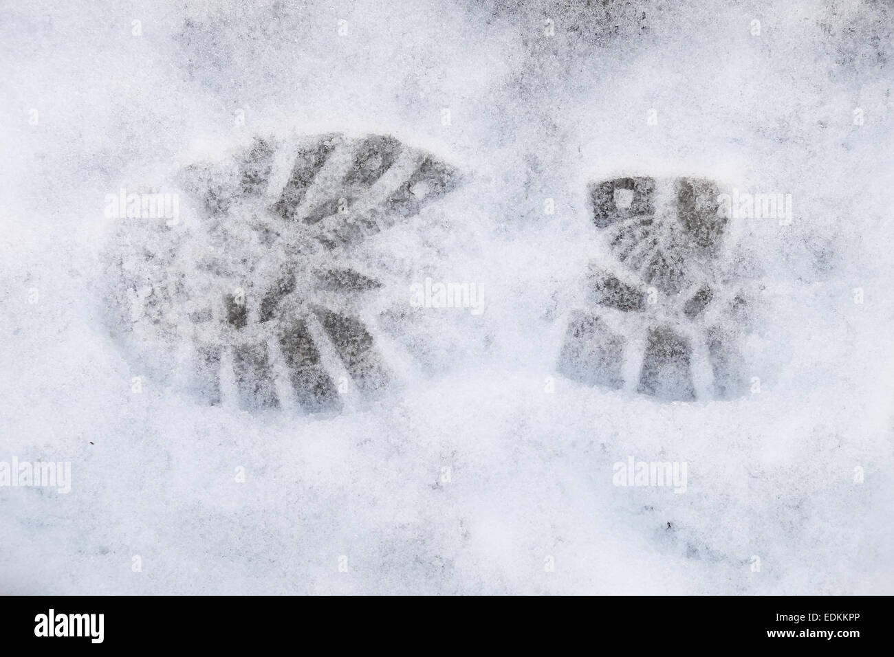 Fußabdruck im Schnee Stockfoto