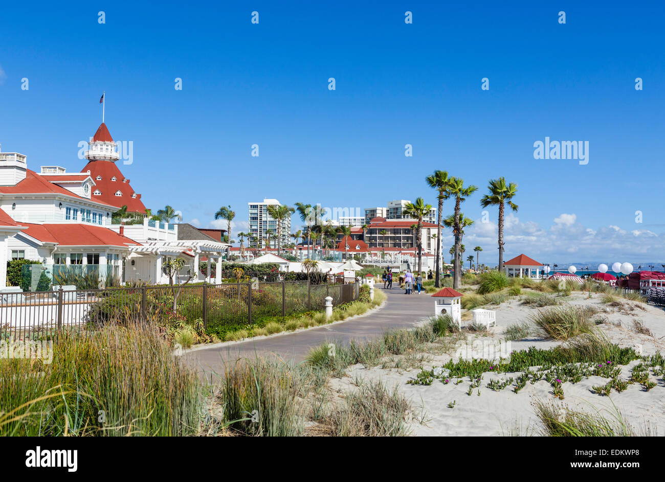 Das Hotel del Coronado vom Strand, Coronado Beach, San Diego, Kalifornien, USA Stockfoto