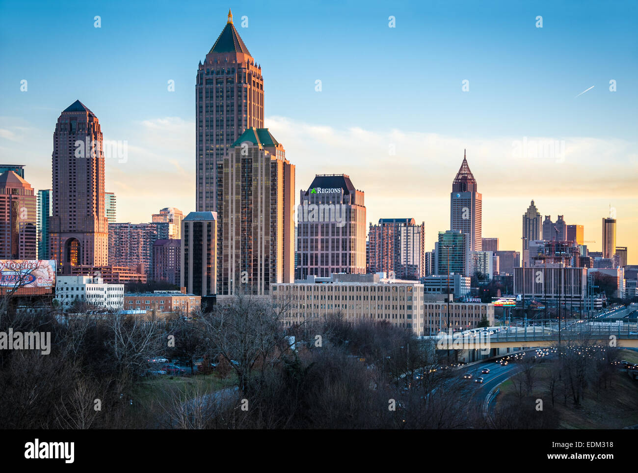 Atlanta, Georgia Skyline bei Sonnenuntergang. Stockfoto