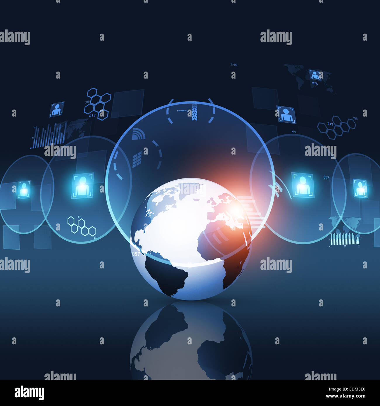 abstrakte digitale Web Technologie Verbindungen Konzept blauen Hintergrund Stockfoto