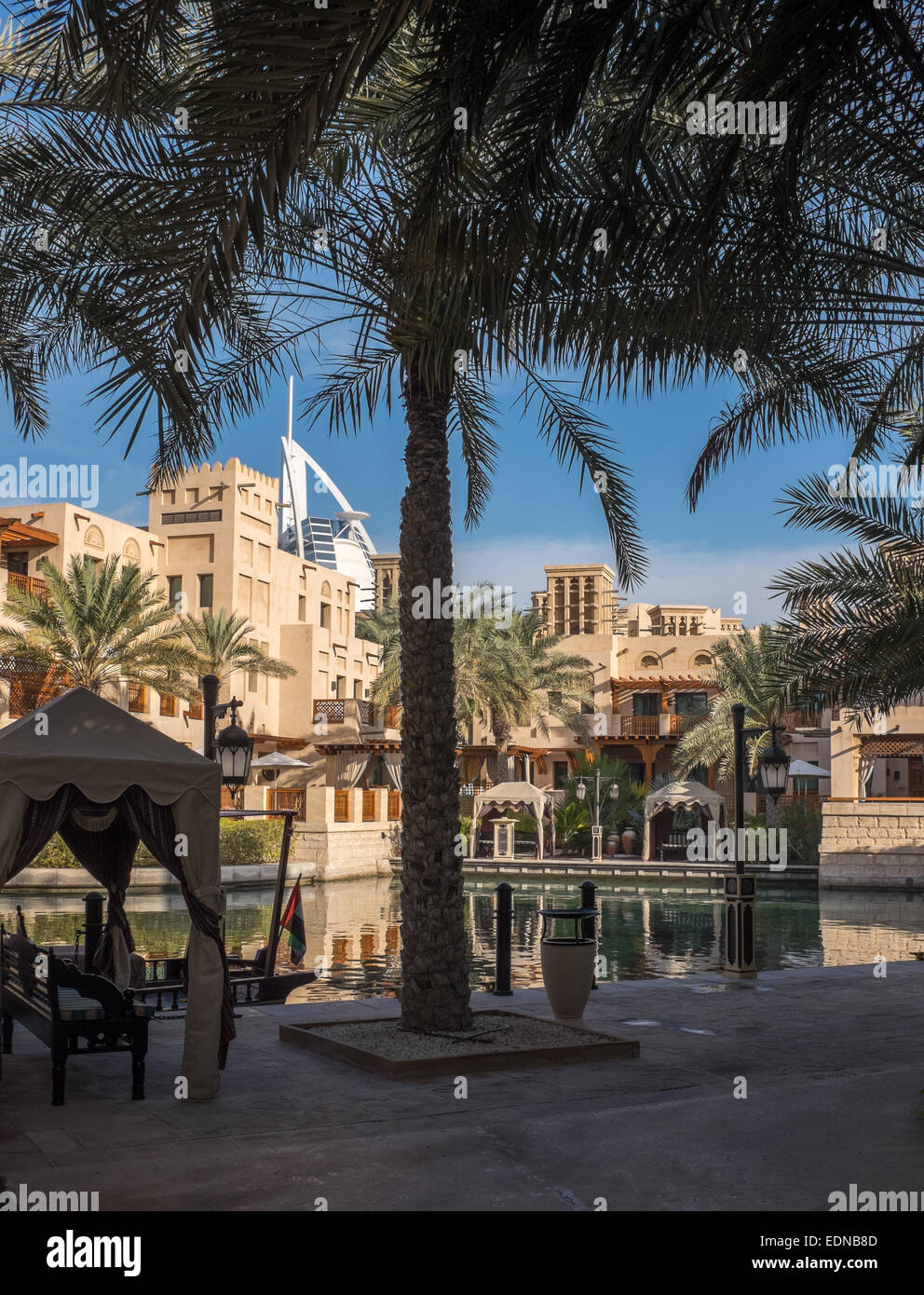 Auf dem Gelände der Madinat Jueirah Hotel, Dubai, Vereinigte Arabische Emirate, Naher Osten Stockfoto