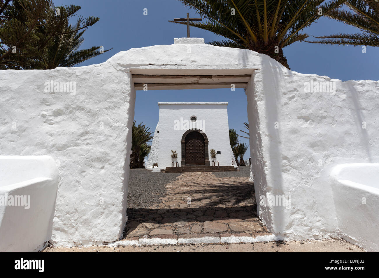 Kirche, Kapelle Ermita de Las Nieves, Risco de Famara, Lanzarote, Kanarische Inseln, Spanien Stockfoto