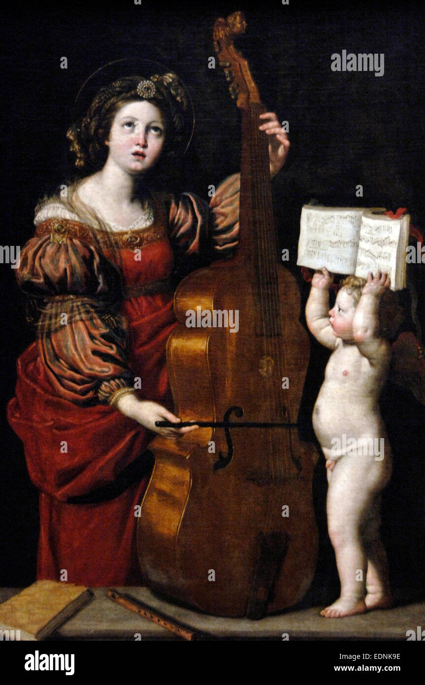 Domenico Zampieri (1581-1641). Barockmaler. Bologneser Schule. Saint Cecilia mit einem Engel. 1617-18. Museum des Louvre. Paris. Frankreich. Stockfoto
