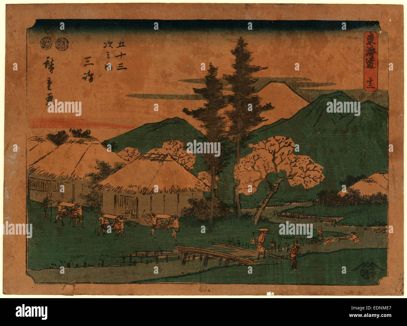 Mishima, Ando Hiroshige, 1797-1858, Künstler, [zwischen 1848 und 1854], 1 print: Holzschnitt, Farbe Stockfoto