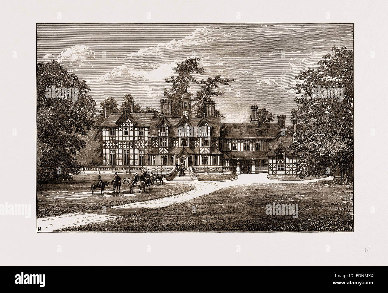 ALTES LANDSITZE, 1875: SEIGHFORD HALL, STAFFORDSHIRE, UK Stockfoto