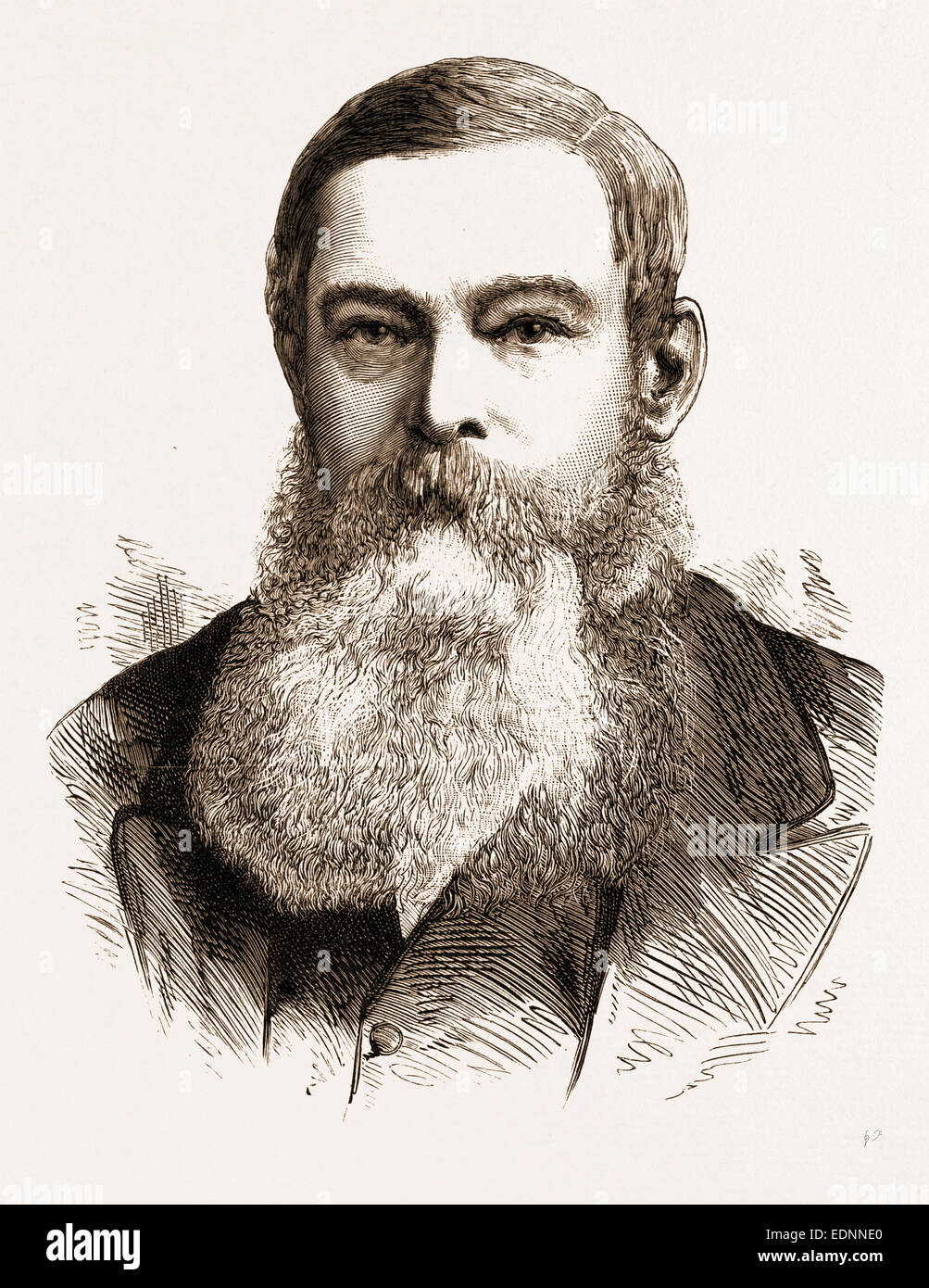 DER ABSCHLUSS DES FRIEDENS IN TRANSVAAL, SÜDAFRIKA, 1881: HERR J.H. BRAND, PRESIDENT OF THE ORANGE FREE STATE Stockfoto