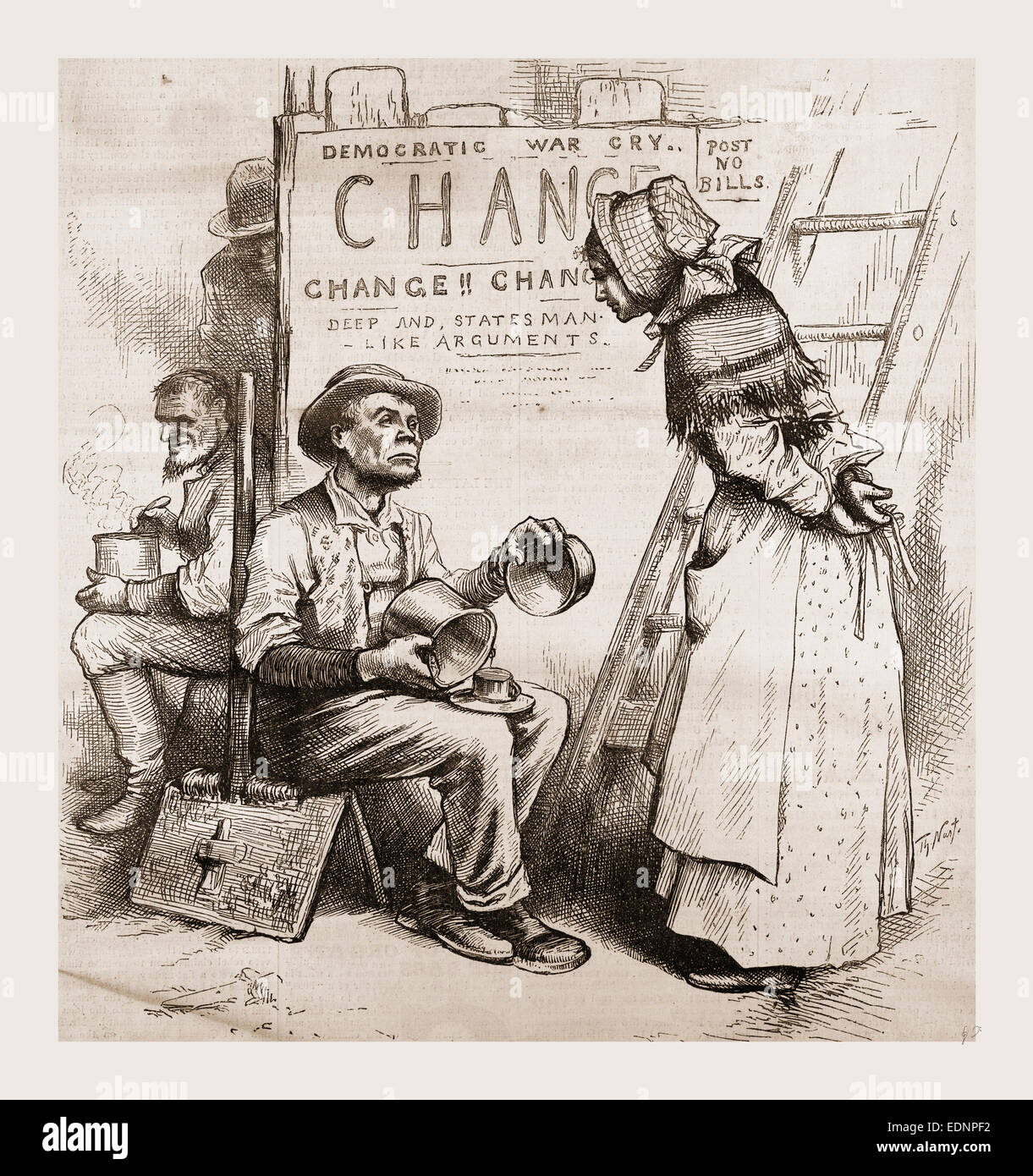Frauen werden nie STAATSMÄNNER., 1880, 19. Jahrhundert Gravur, USA, Amerika Stockfoto
