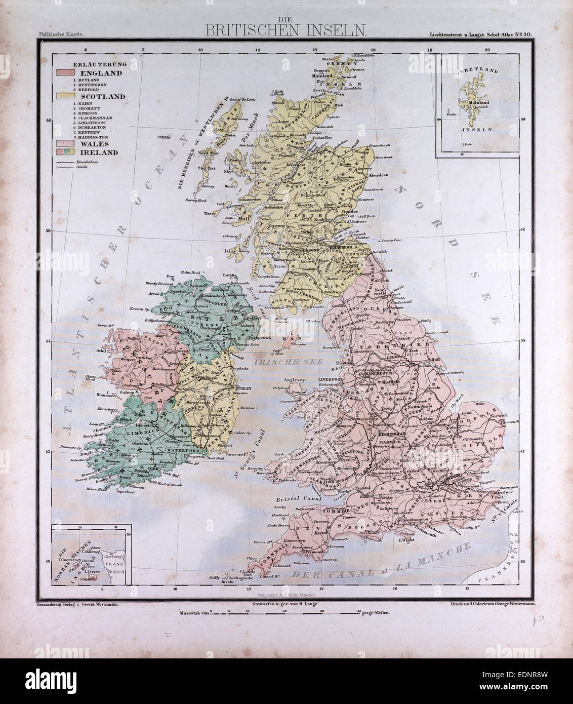Westeuropa Britische Inseln UK Reproduktion Antik Alt Farbe Groß Landkarte Plan 