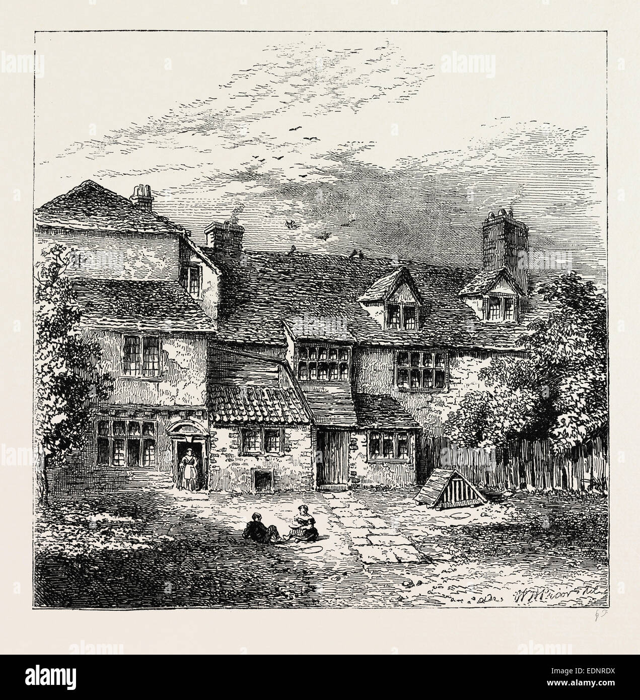SIR WALTER RALEIGH HAUS. London, UK, 19. Jahrhundert Gravur Stockfoto
