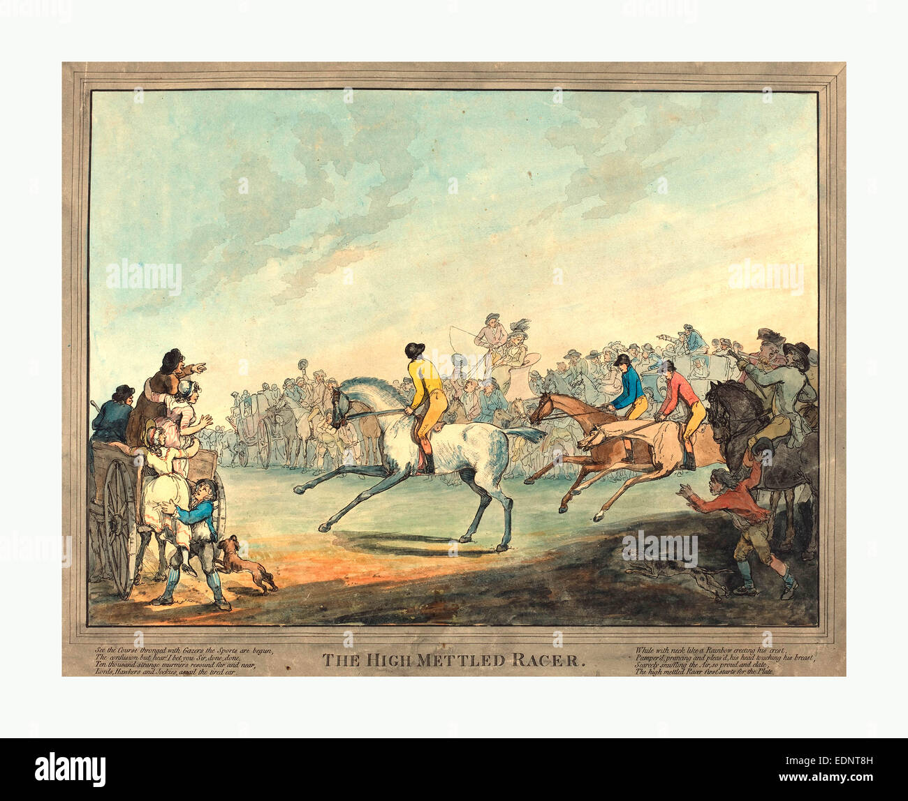 Thomas Rowlandson (British, 1756-1827), die High-mettled Racer, 1789, handkolorierten Radierung Stockfoto Thomas Rowlandson (British, 1756-1827), die High-mettled Racer, 1789, handkolorierten Radierung Stockfoto