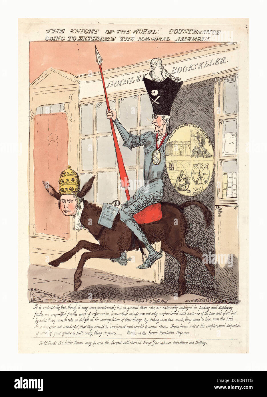 Der Ritter von der traurigen Gestalt der Nationalversammlung, Edmund Burke als Don Quijote, Rüstung auszurotten gonna Stockfoto