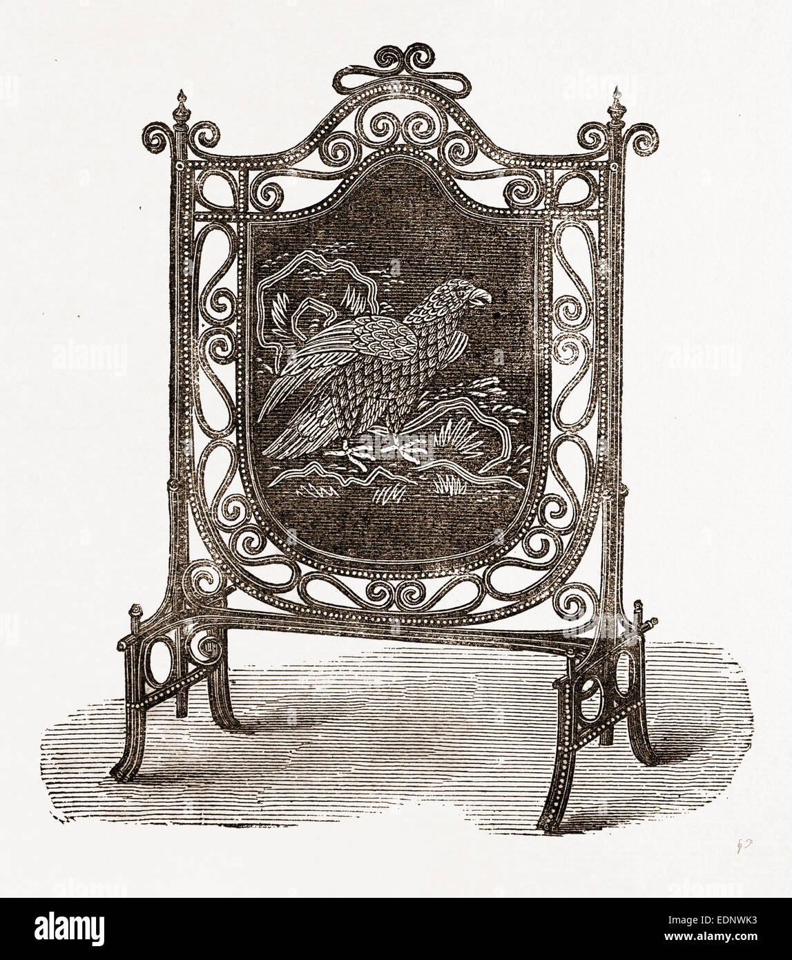 OFENSCHIRM, 19. JAHRHUNDERT INTERIEUR Stockfoto