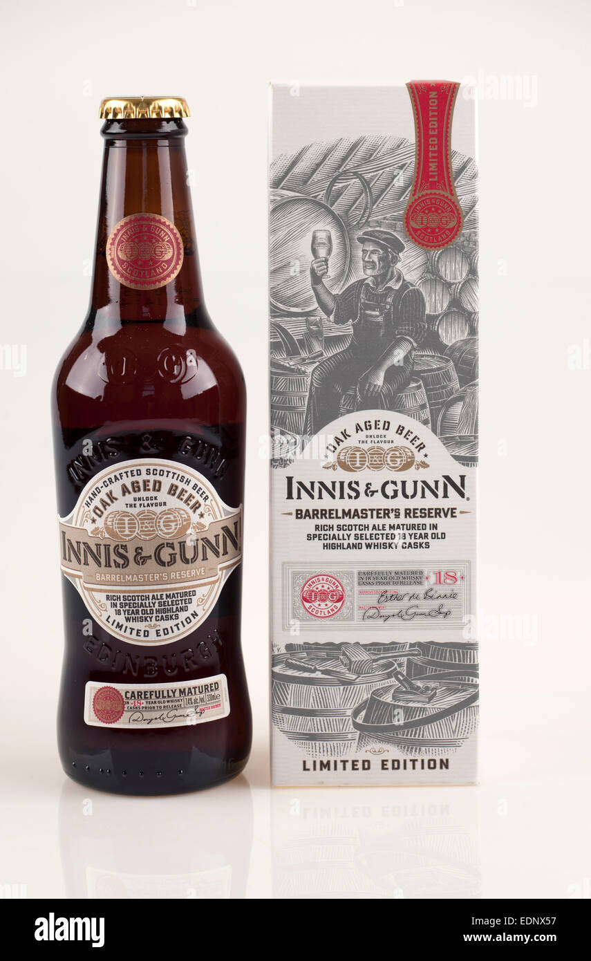 Innis und Gunn Barrelmasters Reserve Scotch Ale limitierte Flasche Stockfoto