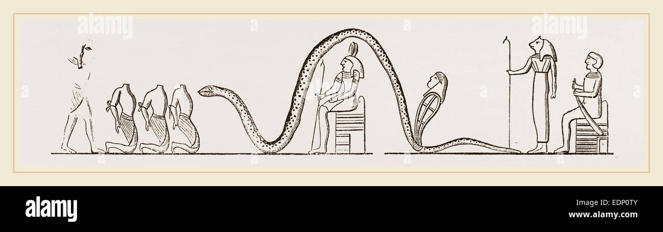 Ägypter Schlangen Menschenopfer anzubieten Stockfoto